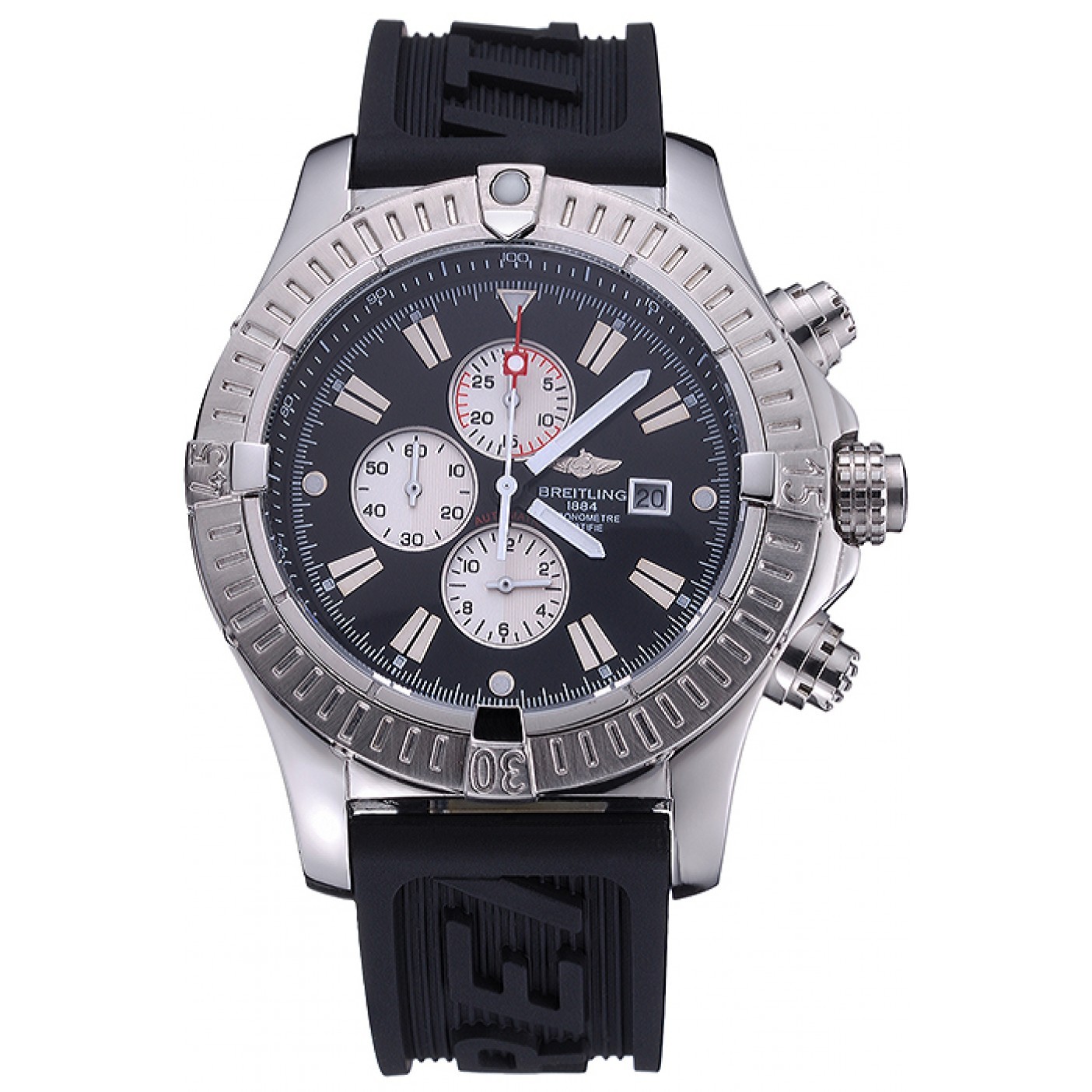 Breitling Chronomat Evolution Black Dial Black Rubber Bracelet 622516